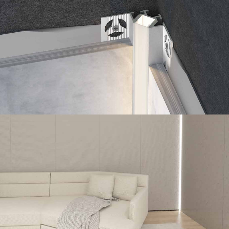 Inside Corner Tile Trim LED Aluminum Profile For 10mm Strip Light Inside Corner Tile Trim LED Aluminum Profile For 10mm Strip Light